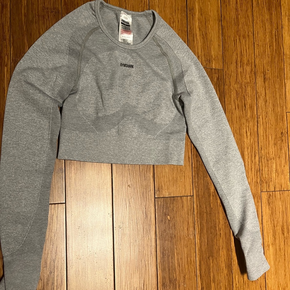 COPY - Gymshark Flex Long Sleeve Crop Top-Size Small, light grey, great conditi…